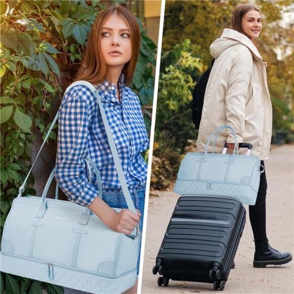 Weekender Overnight Bag for Women Light Blue - Picture 7 of 7